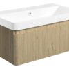 Gosmore 805mm Wall Hung 1 Drawer Basin Unit & Basin - Textured Oak
