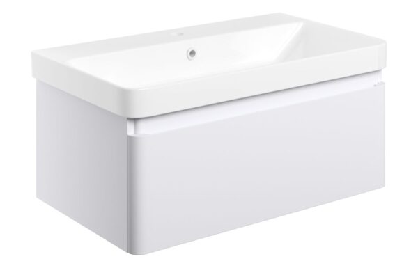 Meredith 805mm Wall Hung 1 Drawer Basin Unit & Basin - Matt White