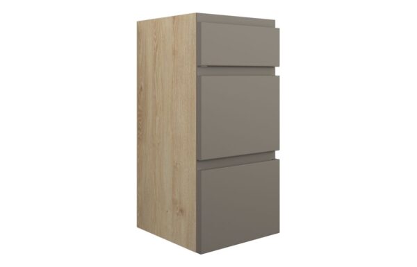 Tewin 300mm Standard 3 Drawer Unit - Matt Stone (Oak Cab)