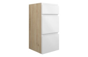 Tewin 300mm Standard 3 Drawer Unit - White Gloss (Oak Cab)