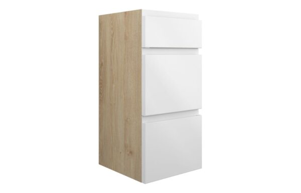 Tewin 300mm Standard 3 Drawer Unit - White Gloss (Oak Cab)
