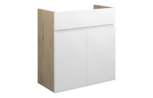 Tewin 600mm Standard Basin Unit - White Gloss (Oak Cab)