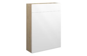 Tewin 600mm Slim WC Unit - White Gloss (Oak Cab)