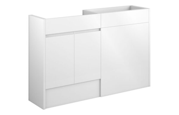 Tewin 1236mm Standard Basin & WC Unit Pack - White Gloss (Oak Cab)