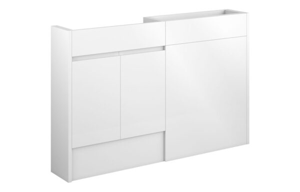 Tewin 1236mm Slim Basin & WC Unit Pack - White Gloss (Oak Cab)