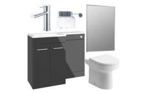 Baldock 1000mm Furniture & BTW WC Pack - Anthracite Gloss (LH)
