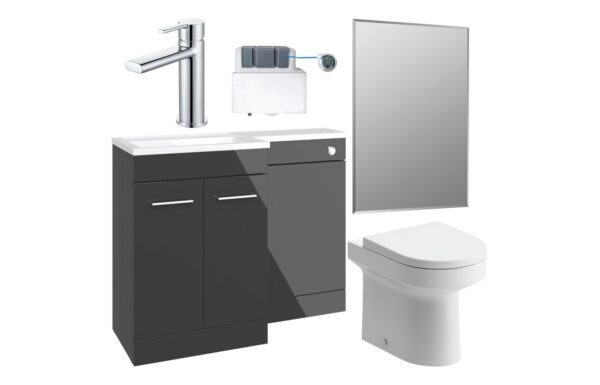Baldock 1100mm Furniture & BTW WC Pack - Anthracite Gloss (LH)