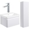 Meredith 600mm Basin Unit & Tall Unit Pack - Matt White w/Chrome Finishes