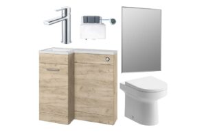 Baldock 900mm Furniture & BTW WC Pack - Oak (LH)