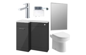 Baldock 900mm Furniture & BTW WC Pack - Anthracite Gloss (LH)