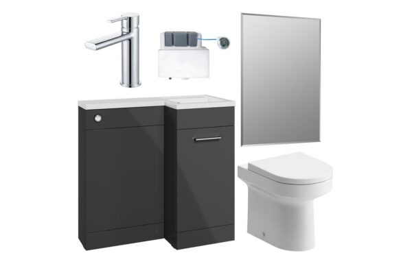 Baldock 900mm Furniture & BTW WC Pack - Anthracite Gloss (RH)