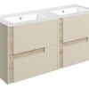 Ware 1210mm Wall Hung 4 Drawer Basin Unit & 0TH White Thin Edge Basin - Matt Cotton & Oak Effect