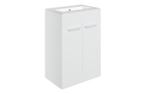 Malvern 610mm Floor Standing 2 Door Basin Unit & 0TH Thin Edge Basin - White Gloss