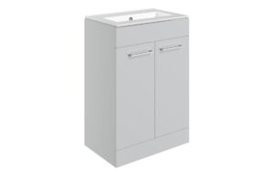 Malvern 610mm Floor Standing 2 Door Basin Unit & 0TH Thin Edge Basin - Grey Gloss