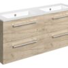 Malvern 1210mm Wall Hung 4 Drawer Basin Unit & 0TH Thin Edge Basin - Oak