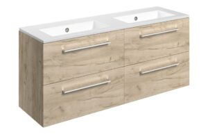 Malvern 1210mm Wall Hung 4 Drawer Basin Unit & 0TH Thin Edge Basin - Oak