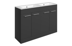 Malvern 1210mm Floor Standing 4 Door Basin Unit & 0TH Thin Edge Basin - Anthracite Gloss