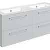 Malvern 1210mm Wall Hung 4 Drawer Basin Unit & 2TH Thin Edge Basin - Grey Gloss