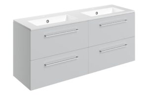 Malvern 1210mm Wall Hung 4 Drawer Basin Unit & 2TH Thin Edge Basin - Grey Gloss