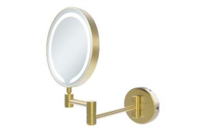 Cadwell Round LED Cosmetic Mirror - Brushed Brass