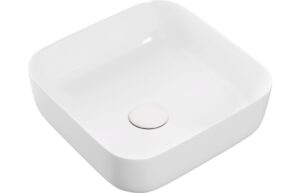 Lismore 400mm Ceramic Square Washbowl & Waste - Matt White