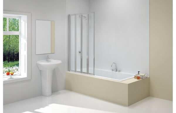Merlyn 850x1400mm 4-Fold Bath Screen (8mm)