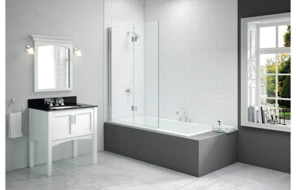 Merlyn 900x1500mm 2-Panel Hinged Bath Screen (8mm) - Left Hand