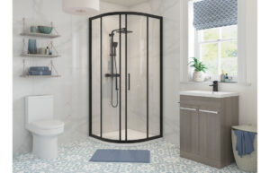 Aqua Silver 800mm 2 Door Quadrant - Black