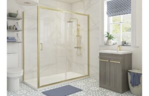 Aqua Silver 900mm Side Panel - Brushed Brass
