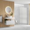 Aqua Platinum 900mm Fluted Wetroom Panel & Support Bar - Chrome
