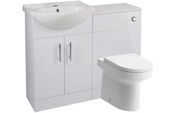 Stotfold 650mm Basin Unit & WC Unit Pack - White Gloss