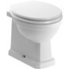 London Back To Wall WC & Satin White Wood Effect Seat w/Br.Brass Finishes