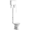 London High Level WC & Satin White Wood Effect Seat w/Br.Brass Finishes