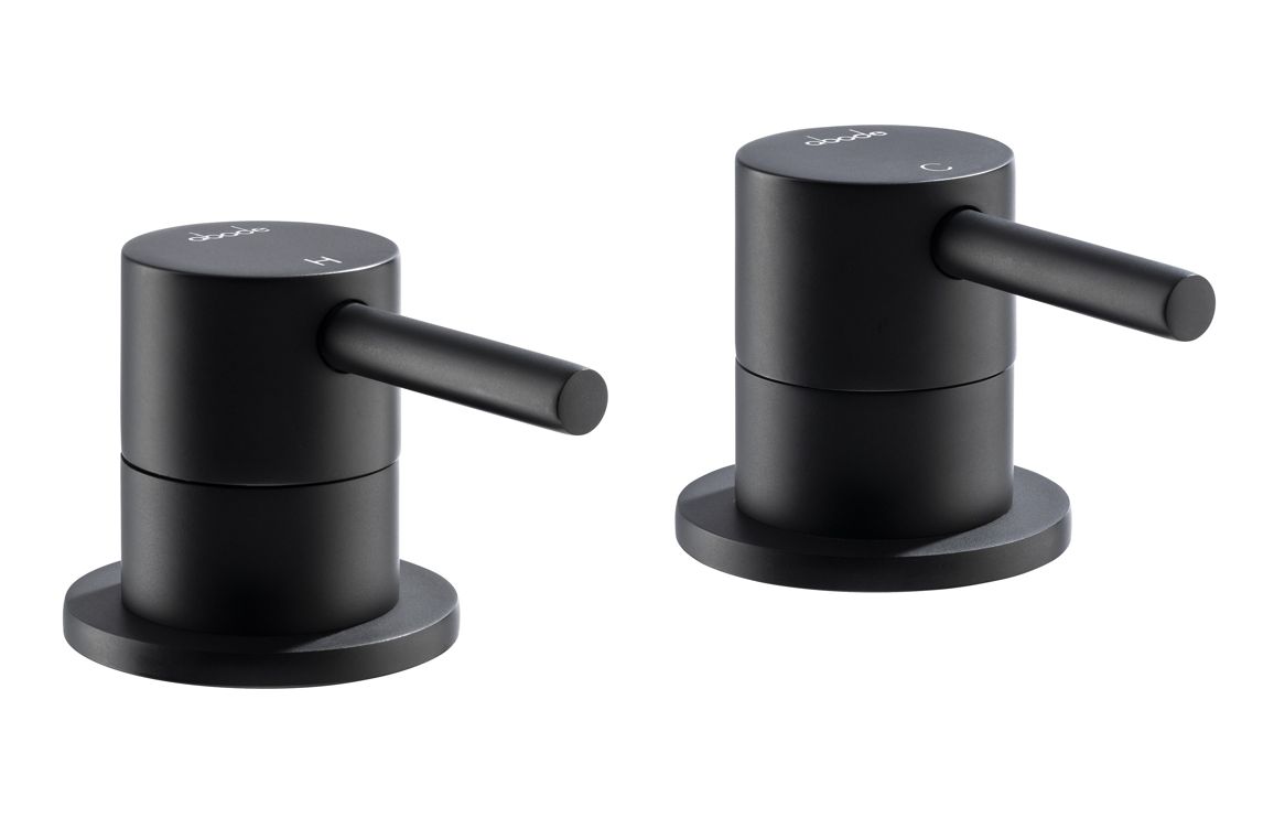Abode Harmonie Round Bath Filler Panel Valves (Pair) - Matt Black