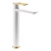 Abode Levarto Tall Basin Mixer - Matt White & Brass