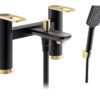 Abode Levarto Deck Mounted Bath Shower Mixer - Matt Black & Brass