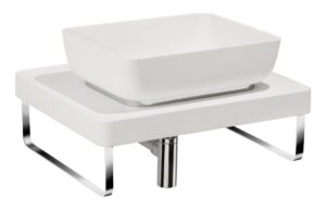 Abode Tableau/Cava Shelf & Tablet Basin Set - Chalk White w/Chrome Finishes