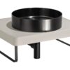 Abode Tableau/Iox Shelf & Round Basin Set - Pebble Grey w/Matt Black Finishes