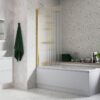 Fluted 800x1500mm Single Straight Bath Screen (5mm) - Brushed Brass