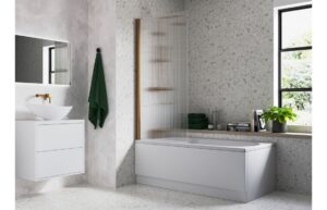 Fluted 800x1500mm Single Straight Bath Screen (5mm) - Brushed Bronze