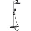 Vema Thermostatic Shower Column w/Fixed Head  Riser  Shelf & Foot Wash - Black