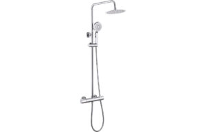 Plash Cool-Touch Thermostatic Mixer Shower w/Riser & Overhead Kit - Chrome