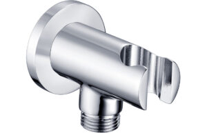 Grove Round Handset Wall Bracket with Wall Outlet - Chrome