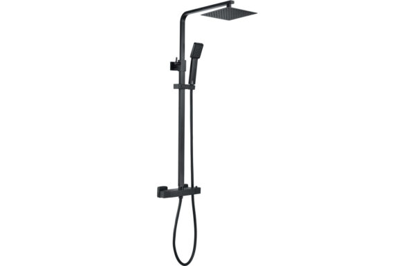 Ashby Square Thermostatic Bar Mixer w/Riser Kit - Matt Black