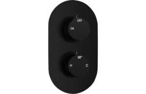 Grove Thermostatic Single Outlet Twin Shower Valve - Matt Black