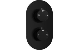Grove Thermostatic Two Outlet Twin Shower Valve - Matt Black