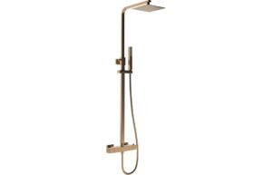 Ashby Square Thermostatic Bar Mixer w/Riser Kit - Brushed Bronze