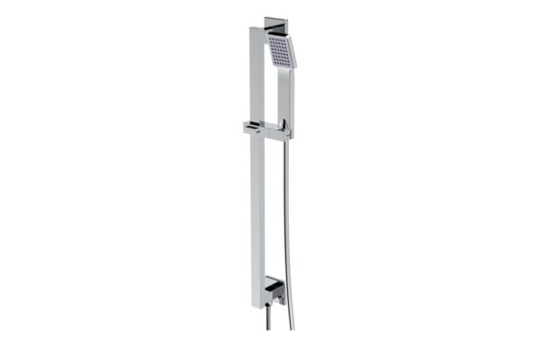 Ashby Square Riser Rail Kit w/Elbow & Handset - Chrome