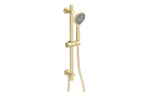 Grove Round Riser Rail Kit w/Elbow & 3 Mode Handset - Brushed Brass