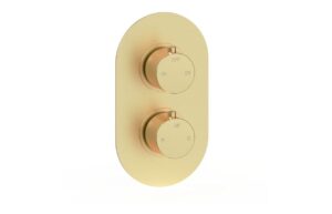 Grove Thermostatic Two Outlet Twin Shower Valve - Brushed Brass